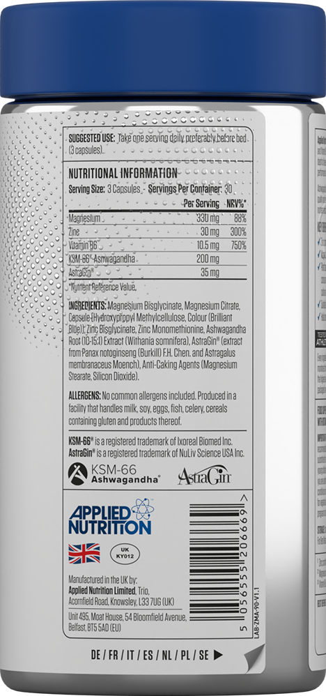 Applied Nutrition ZMA (Magnesium + Zinc + B6) 90 Caps