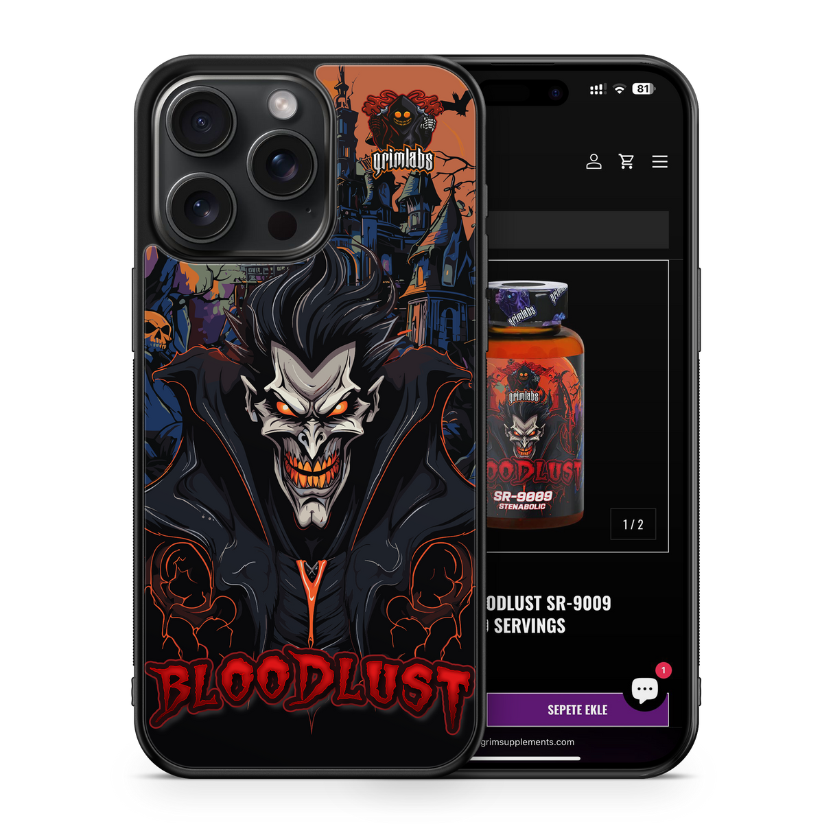 Bloodlust design parlak telefon kilifi