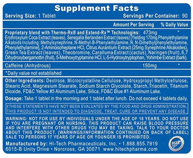 Hi-tech pharma lipodrene elite 90 servings - yağ yakıcı