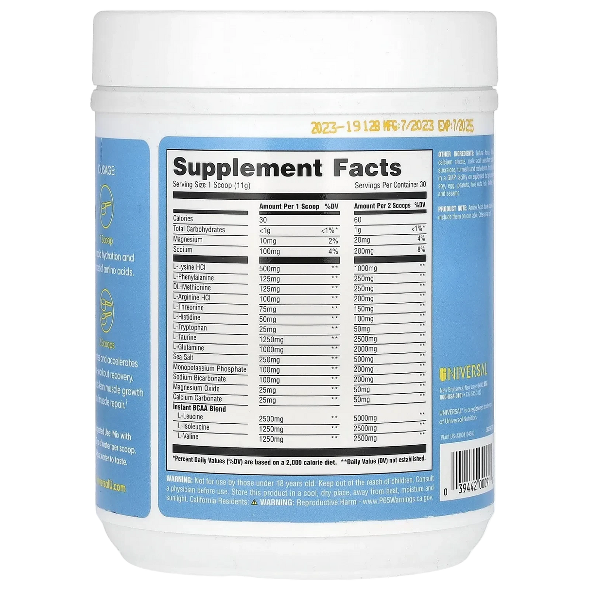 UnIversal ReplenIsh & Restore AmIno Electrolytes & HydratIon LysIne, GlutamIne, Tryptophan 330 g