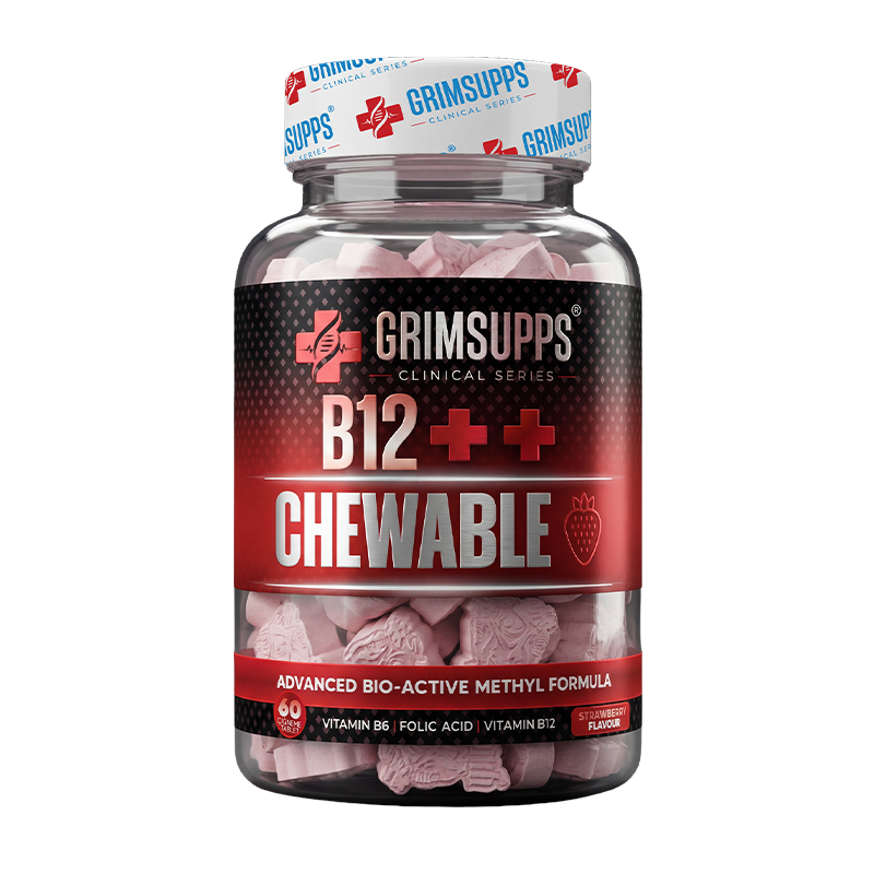 GRIMSUPPS B12++ 1000 mcg ÇİĞNENEBİLİR 60 TABLET – ÇİLEK AROMALI