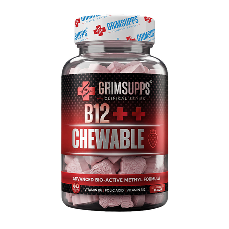 GRIMSUPPS B12++ 1000 mcg ÇİĞNENEBİLİR 60 TABLET – ÇİLEK AROMALI