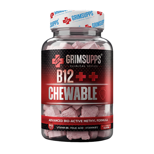 GRIMSUPPS B12++ 1000 mcg ÇİĞNENEBİLİR 60 TABLET – ÇİLEK AROMALI