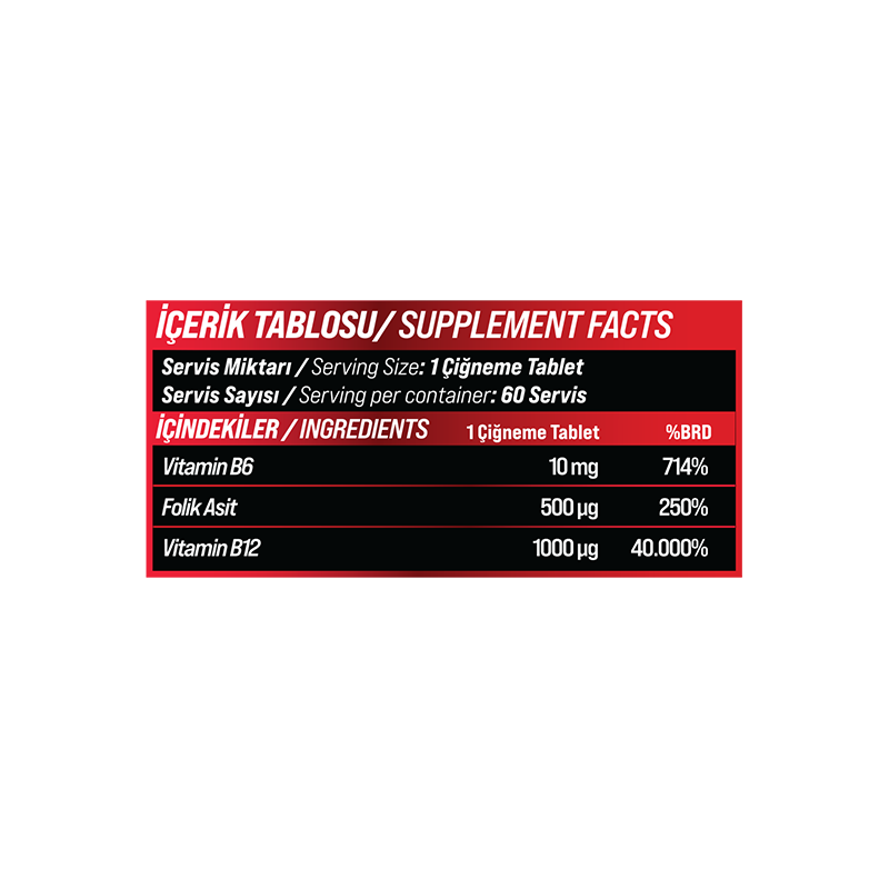 GRIMSUPPS B12++ 1000 mcg ÇİĞNENEBİLİR 60 TABLET – ÇİLEK AROMALI