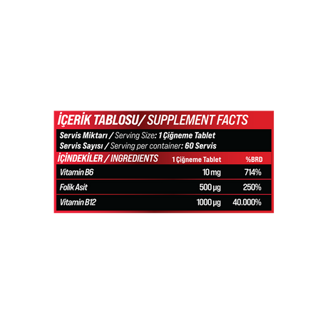 GRIMSUPPS B12++ 1000 mcg ÇİĞNENEBİLİR 60 TABLET – ÇİLEK AROMALI