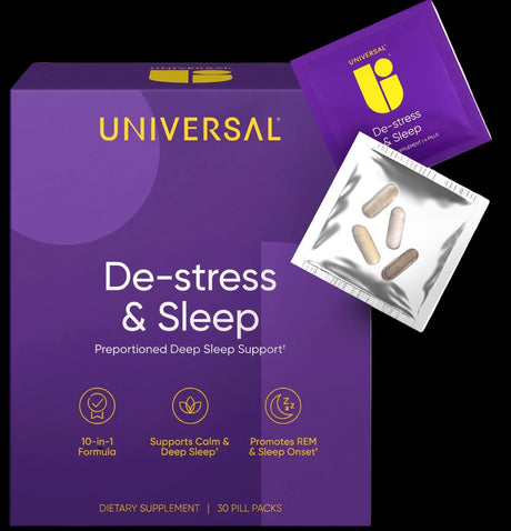 UNIVERSAL U De-Stress & Sleep MULTIVITAMIN Ashwagandha & THEANINE & VALERIAN Root & MELATONIN 30 PILL Packs