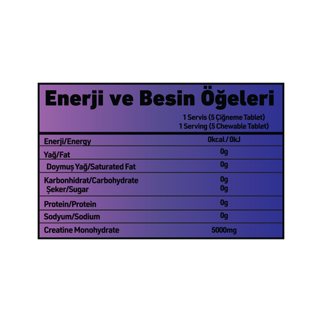 GRIMSUPPS CREATINE MONOHYDRATE 150 Çiğneme Tablet 30 Servis