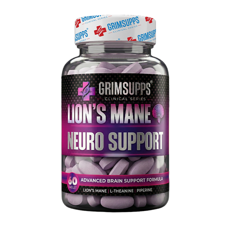 GRIMSUPPS LION'S MANE NEURO SUPPORT L-THEANINE & PIPERINE 60 TABLETS