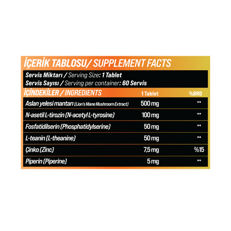 GRIMSUPPS MANECLAW LION'S MANE L-THEANINE & PIPERINE 60 TABLETS